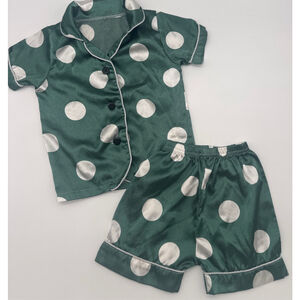 Baby Green & White Polka Dot Pajama Set 12-18 Months (size 80)